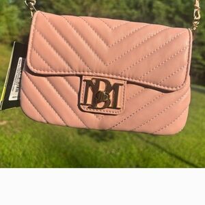 Badgley Mishka New With Tags.Elegant Blush Crossbody Bag with Gold Details